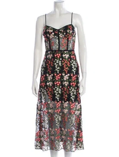 Pre-owned Allen Schwartz Floral Print Midi Length Dress In Multi
