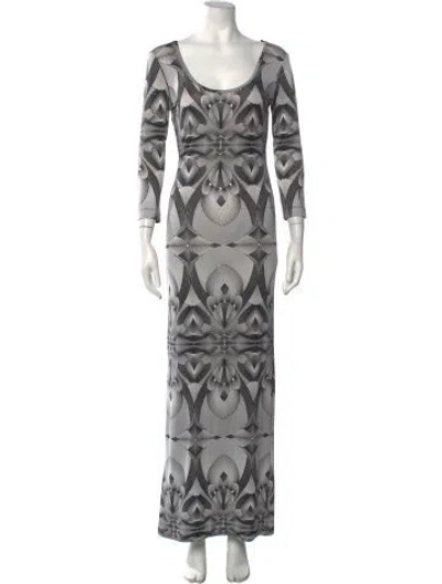 Pre-owned Allen Schwartz Graphic Print Long Dress In Multicolor