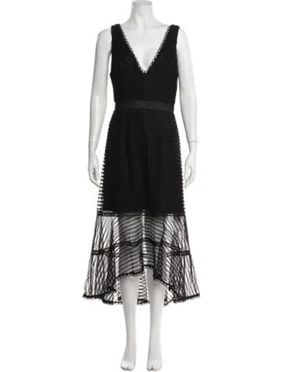 Pre-owned Allen Schwartz Lace Pattern Midi Length Dress In Black