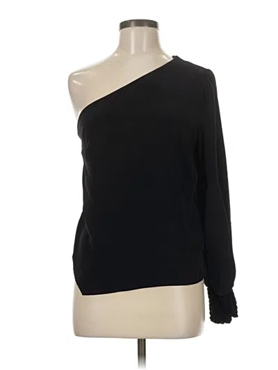 Pre-owned Allen Schwartz Long Sleeve Top Black One Shoulder Neckline Tops