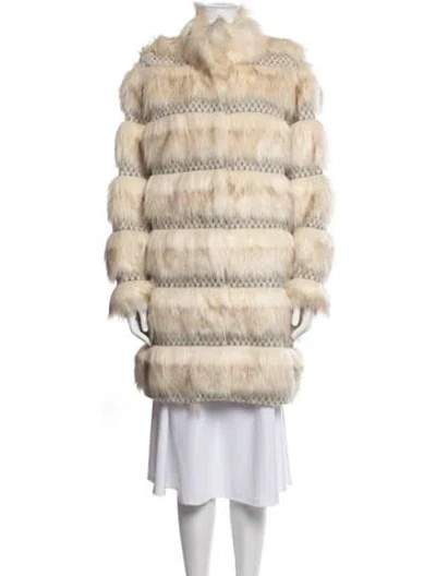 Pre-owned Allen Schwartz Patterned Faux Fur Coat W/ Tags In Neutrals