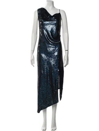 Pre-owned Allen Schwartz Patterned Long Dress In Blue