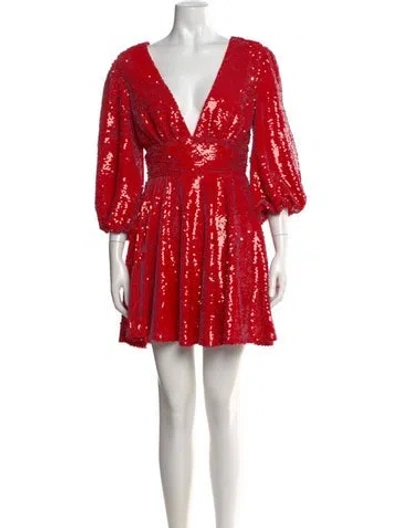 Pre-owned Allen Schwartz Patterned Mini Dress W/ Tags In Metallic/red