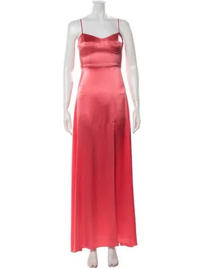 Pre-owned Allen Schwartz Plunge Neckline Long Dress In Pink