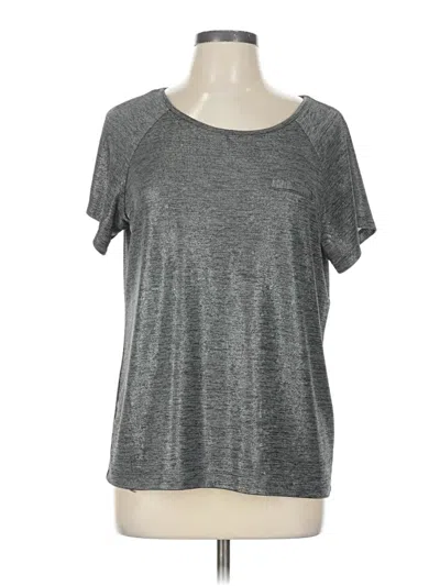 Pre-owned Allen Schwartz Short Sleeve Top Gray Metallic Pattern Scoop Neck Tops