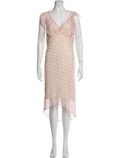 Pre-owned Allen Schwartz Silk Long Dress W/ Tags In Pink