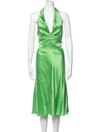 Pre-owned Allen Schwartz Silk Midi Length Dress W/ Tags In Green