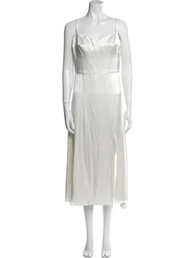 Pre-owned Allen Schwartz Square Neckline Midi Length Dress In Neutral