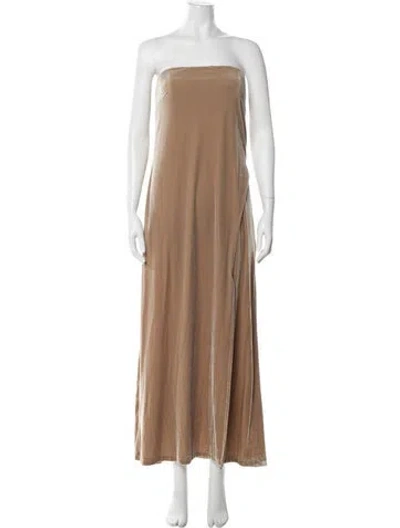 Pre-owned Allen Schwartz Strapless Long Dress In Neutral