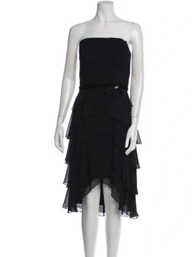 Pre-owned Allen Schwartz Strapless Midi Length Dress In Black