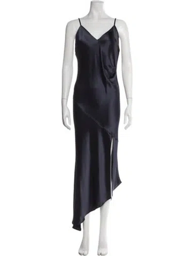 Pre-owned Allen Schwartz V-neck Long Dress In Black