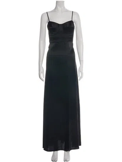 Pre-owned Allen Schwartz V-neck Long Dress In Black