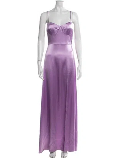 Pre-owned Allen Schwartz V-neck Long Dress In Purple