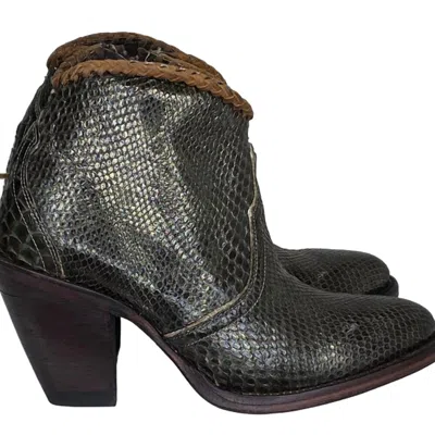Allens Boots Women's Kyra Exotic High Heel Ankle Boots In Olive In Black