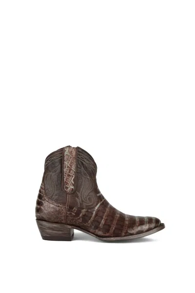Allens Boots Women's Sierra Caiman Cowboy Boots In Brown/turquoise