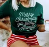 Alley & Rae Apparel Merry Christmas Ya Filthy Animal Tee In Emerald Triblend In Multi