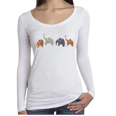 Alley Designs Happy Elephant Family Scoop Neck T-shirt In White