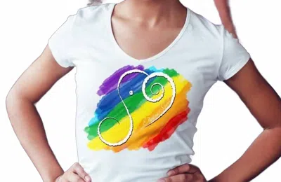 Alley Designs Rainbow Pride Elephant Spirit Performance Scoop Neck Tee In Rainbow On White In Multi