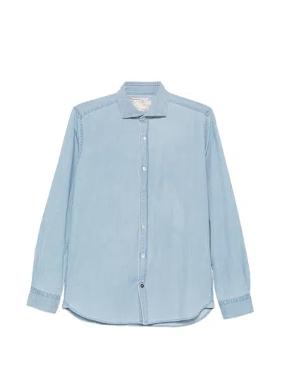 Alley Docks 963 Chambray-finish Shirt In Blue