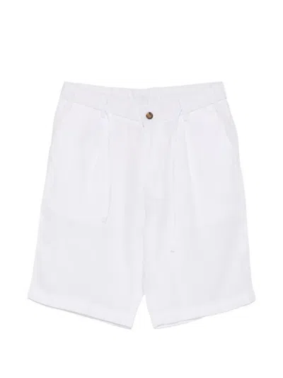 Alley Docks 963 Drawstring-waist Linen Shorts In White