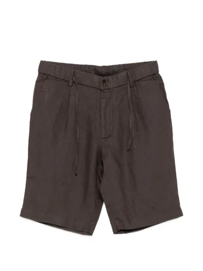 Alley Docks 963 Drawstring-waist Pleated Shorts In Brown