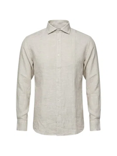 Alley Docks 963 Long-sleeve Linen Shirt In White