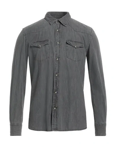 Alley Docks 963 Man Denim Shirt Lead Size M Cotton In Grey