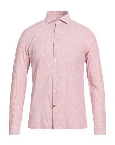 Alley Docks 963 Man Shirt Brick Size Xxl Linen, Cotton In Red