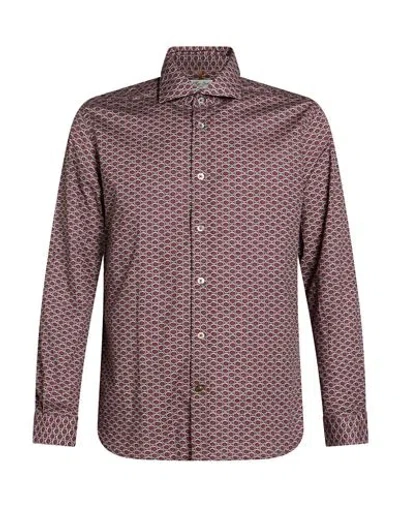 Alley Docks 963 Man Shirt Brown Size Xl Cotton, Elastane