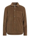 Alley Docks 963 Man Shirt Camel Size Xl Cotton, Elastane In Beige