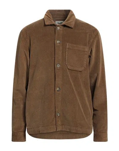 Alley Docks 963 Man Shirt Camel Size Xl Cotton, Elastane In Beige