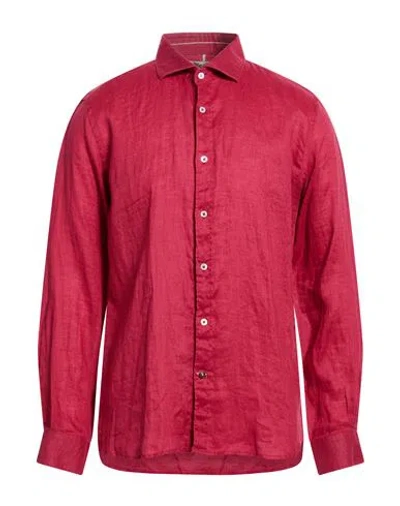 Alley Docks 963 Man Shirt Garnet Size 3xl Linen In Red