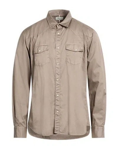 Alley Docks 963 Man Shirt Khaki Size Xxl Cotton In Brown