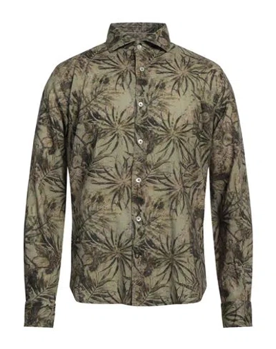 Alley Docks 963 Man Shirt Military Green Size M Linen, Cotton
