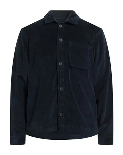 Alley Docks 963 Man Shirt Navy Size Xl Cotton, Elastane In Navy Blue