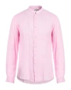Alley Docks 963 Man Shirt Pink Size Xxl Linen In Pink
