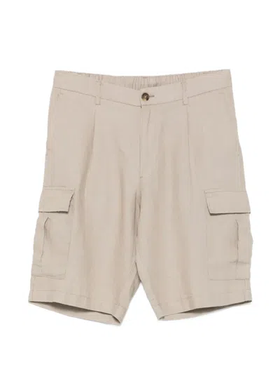 Alley Docks 963 Pleated Cargo Shorts In Neutral