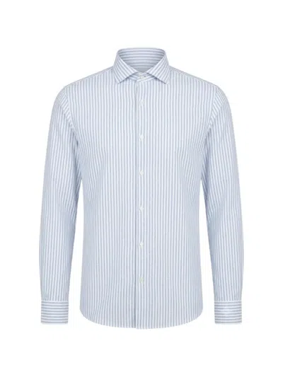 Alley Docks 963 Striped Long-sleeve Shirt In Blue