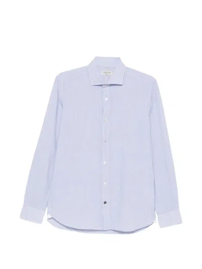 Alley Docks 963 Striped Seersucker Shirt In Multi