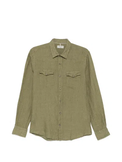 Alley Docks 963 Western-style Chest-pocket Shirt In Green