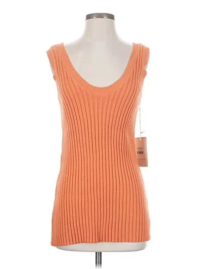 Pre-owned Allfenix Sleeveless Top Orange Scoop Neck Tops
