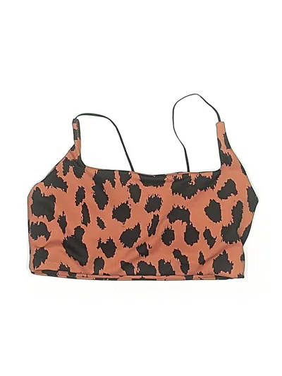 Pre-owned Allfenix Swimsuit Top Brown Animal Print Pattern Swimwear