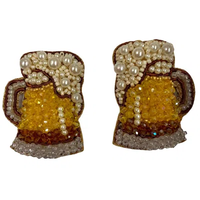 Allie Beads Beer Mug Earrings In Brown