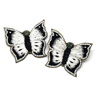 Allie Beads Butterfly Stud Earrings In White