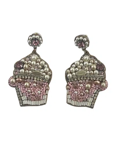 Allie Beads Cupcake Earrings In Pink