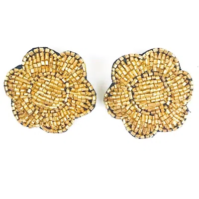 Allie Beads Flower Stud Earrings In Gold