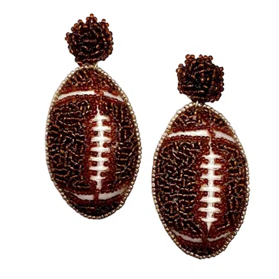 Allie Beads Football Earrings In Brown