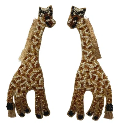 Allie Beads Giraffe Earrings In Yellow