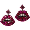 Allie Beads Jeweled Lip Earrings In Magenta