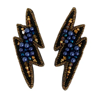 Allie Beads Lightning Bolt Earrings In Black/blue